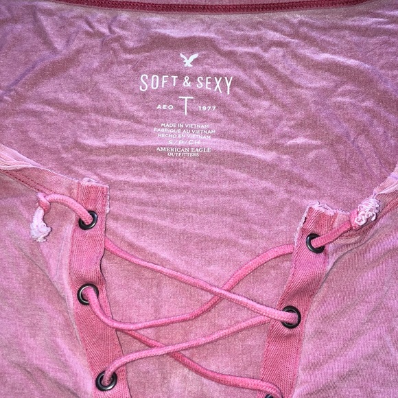 American Eagle Lace Up T Shirt - Picture 2 of 3